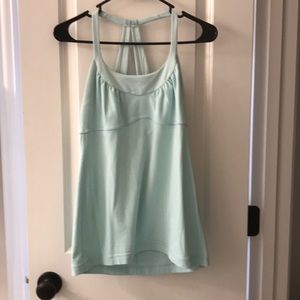 Size 8 lululemon tank, light blue built in bra